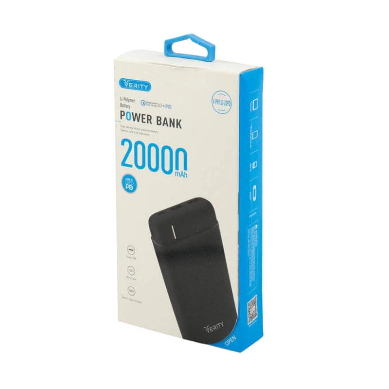 پاوربانک وریتی مدل V-PH132-20PD ظرفیت 20000 میلی آمپرساعت
