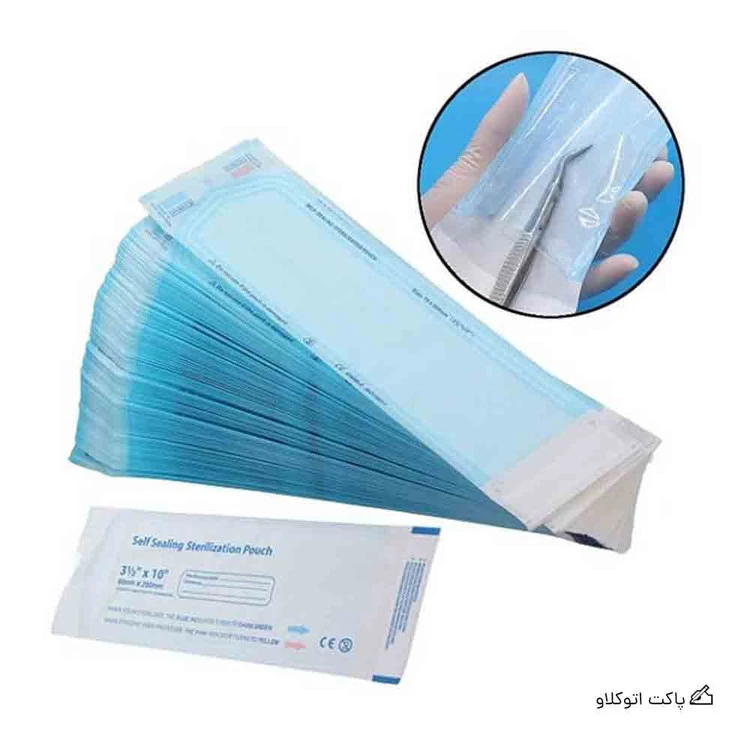 پاکت اتوکلاو آماده ۲۶×۷ – کاغذ اتوکلاو پزشکی + فیلم پلاستیکی، نشانگر استریل
