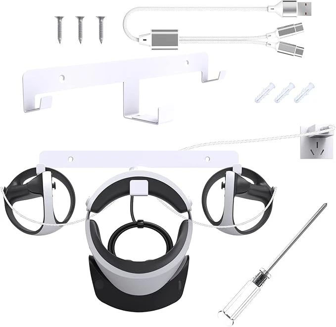 پایه دیواری و استند نگهدارنده هدست و کنترلر PS VR2 مدل Haoyull به‌همراه کابل شارژ | آمازونیکس