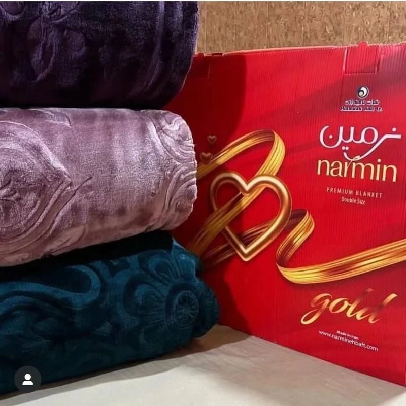 پتو دو نفره تک رنگ نرمین طلایی