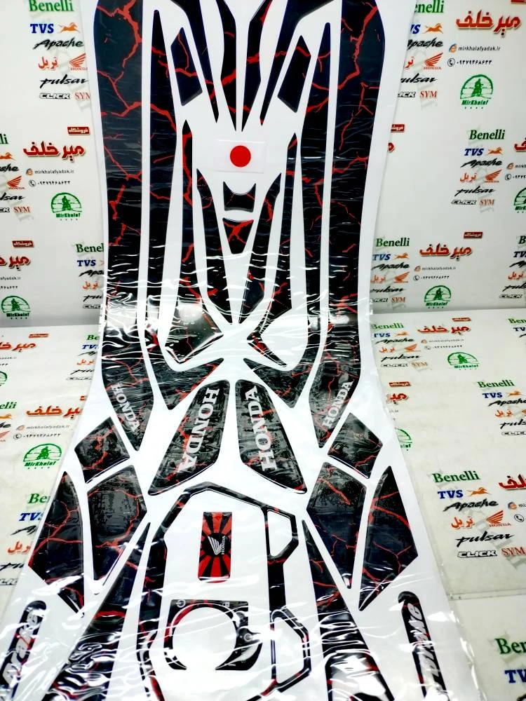 پد (ارم برچسب) کامل ژله ای موتور کلیک و طرح کلیک (مشکی رگه خط قرمز)