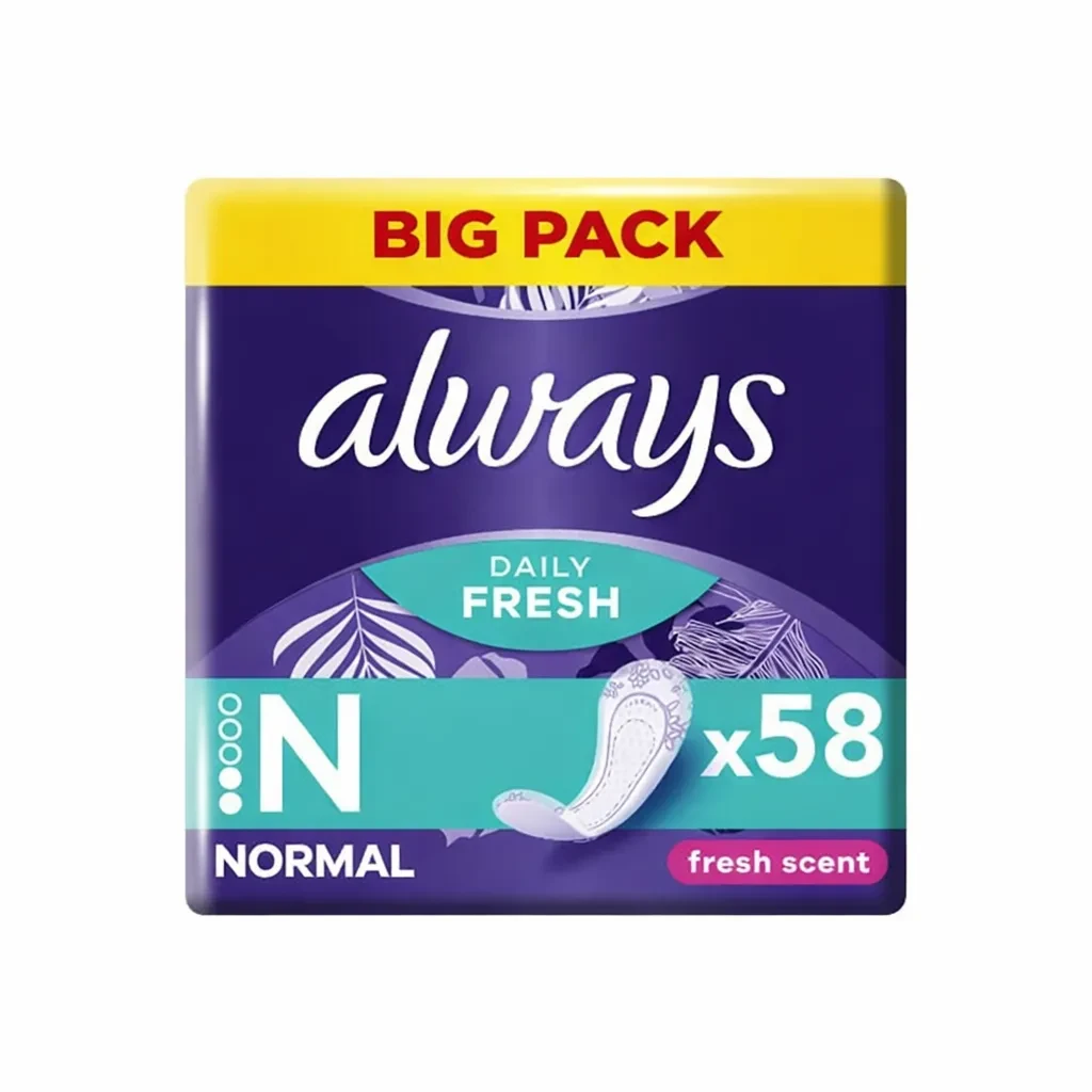 پد روزانه آلویز Always مدل Daily Fresh سایز Normal بسته 58 تایی اصل و اورجینال