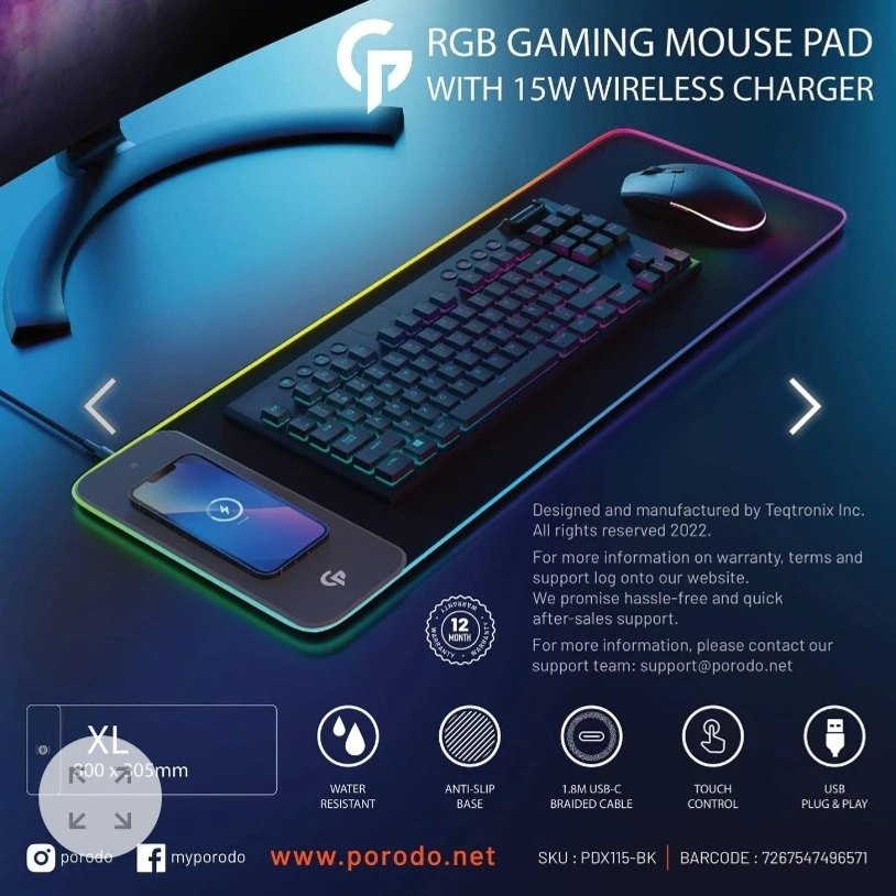 پد موس RGBدار دارای شارژر وایرلس
