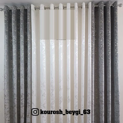 پرده 1/50مدل پانچ طرح مخمل طلاکوب لنین وحریر بافت دار سایز 150 در 280 سانتی متر