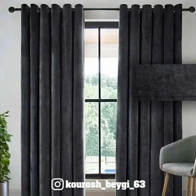 پرده آماده مخمل شانل مشکی
