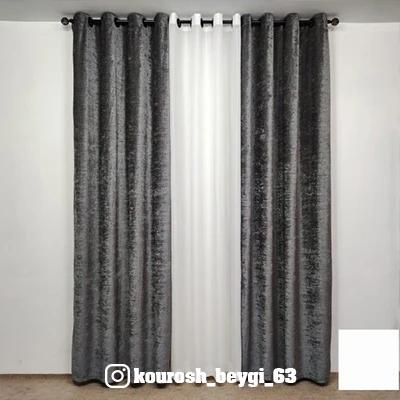 پرده آماده مخمل شانل و حریر ترک پانچ