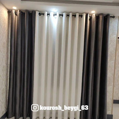 پرده آماده مخمل کالیفرنیا و شاین 3متری پانچ شده قد275