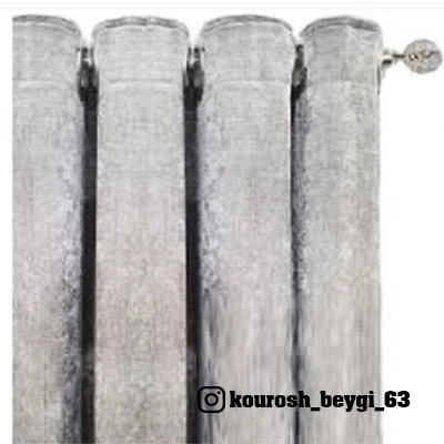 پرده آماده پانچ مخمل شانل رنگ نقره ای پنل دوعددی
