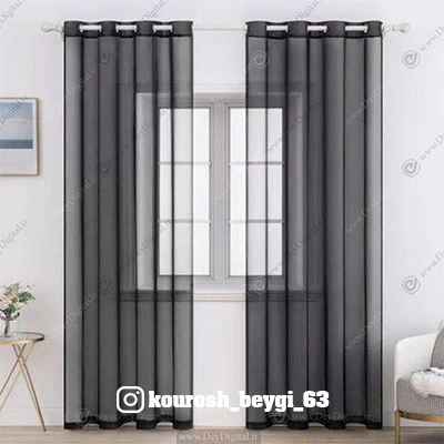 پرده اتاق خواب حریر ساده ترک درجه یک پانچ شده رنگ طوسی