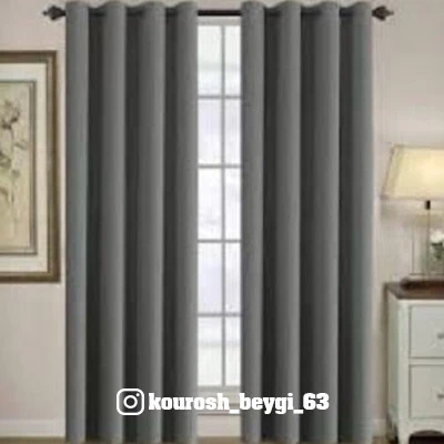 پرده اتاق خواب مخمل ساده طوسی ۱۵۰ سانتی در ارتفاع 280