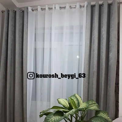 پرده مدل ساتژ گاواردین سایز 300×280 سانتیمتر | طوسی ا