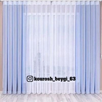 پرده ورتیکال ساده آبی روشن و سفید