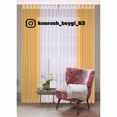 پرده ورتیکال ساده زرد و سفید