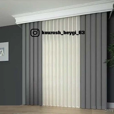 پرده ورتیکال ساده سفید طوسی01