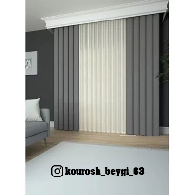 پرده ورتیکال ساده سفید طوسی