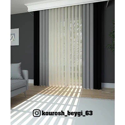 پرده ورتیکال ساده طوسی مشکی