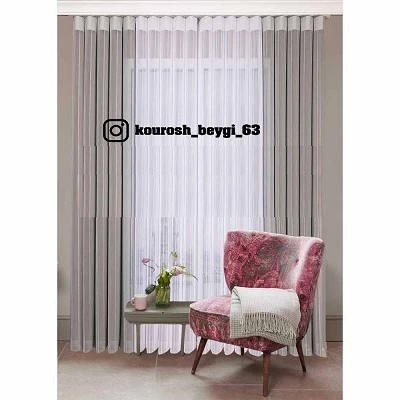 پرده ورتیکال طوسی سفید کد V007