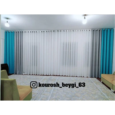 پرده پانچ مخمل هازان و حریر ترک مناسب پنجره ۵ متری