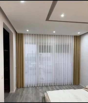 پرده پذیرایی حریر شاین و مخمل موناکو