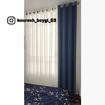 پرده پذیرایی ست کامل پنجره 2 متری مخمل کالیفرنیا و حریر ساده