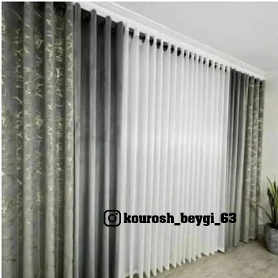 پرده پذیرایی مخمل کالیفرنیا طلاکوب و حریر ترک پانچ پنجره۳تا۴متری قد۲۸۰