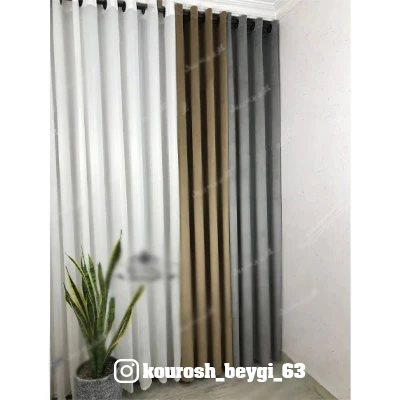 پرده پذیرایی پنجره 2متری مخمل طلاکوب و مخمل کالیفرنیا و حریر مات بدون نیاز به پشت پرده پانچ قد280