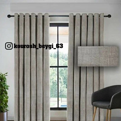 پرده پنل آماده مخمل شانل پانچ رنگ طوسی روشن ( خاکستری) ( رنگ بندی کامل )