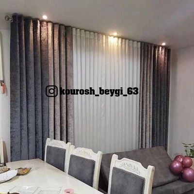 پرده کامل پانچ عرض 4 ارتفاع 280 چهار عدد مخمل شانل و حریر الگانت