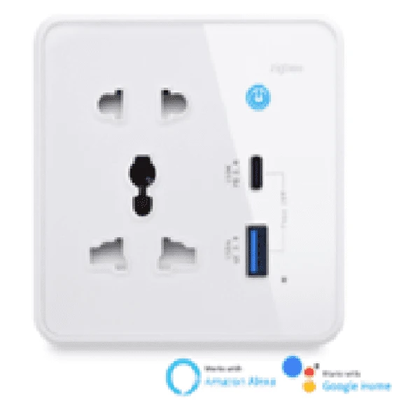 پریز هوشمند یونیورسال ۵ حالته UK03WIFI-TY همراه با پورت USB و Type-C