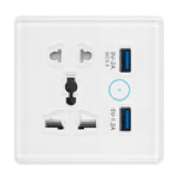پریز هوشمند یونیورسال ۵ حالته زیگ‌ بی GS-1530ZN-2USB سازگار با Tuya