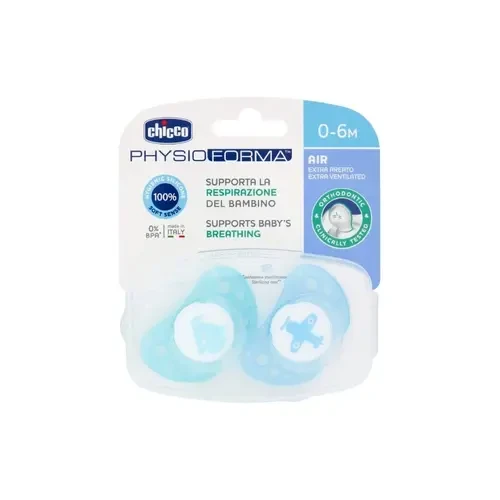 پستانک ارتودنسی پسرانه ایتالیایی چیکو Forma Physio Chicco مناسب 0 تا 6 ماه بسته 2 عددی