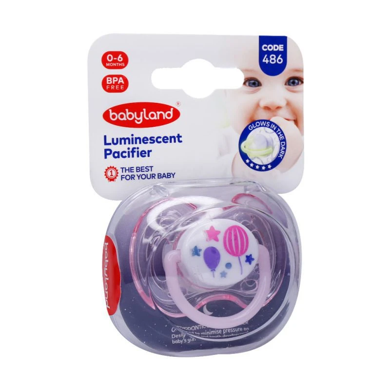 پستانک النا شب تاب ارتودنسی طرح بادکنک و ستاره 0-6 ماه بی بی لند babyland کد 486