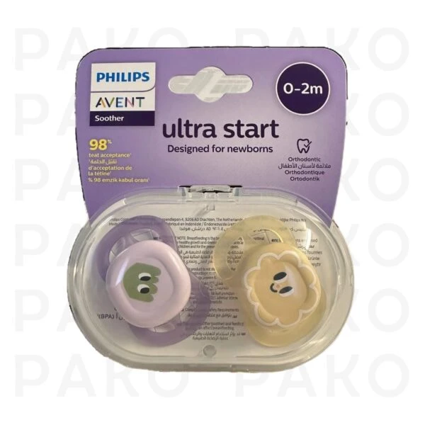 پستانک فيليپس اونت مدل Ultra Start شفاف 0-2 ماه philips avent