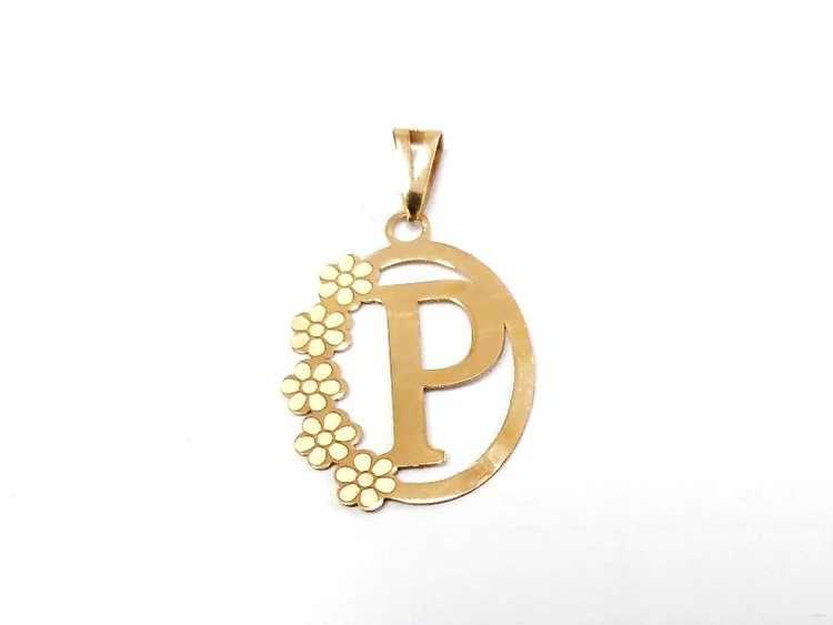 پلاک آویز طلای 18 عیار حرف P