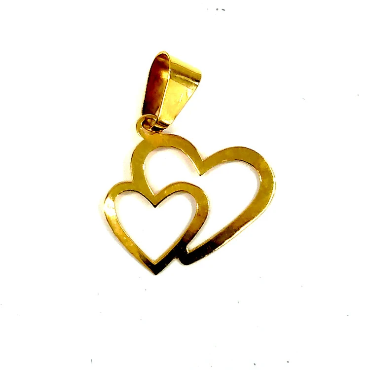 پلاک آویز طلای کم اجرت 18 عیار طرح دو قلب کد 07