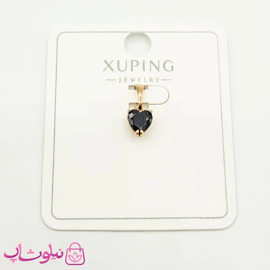 پلاک دخترانه ریز ژوپینگ مدل قلب مشکی کد 791