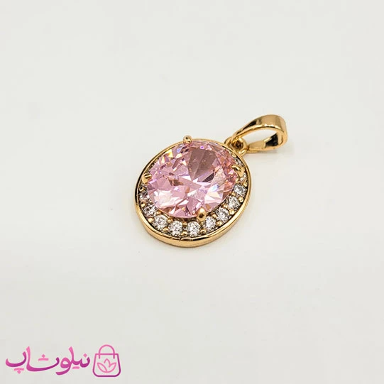 پلاک دخترانه ژوپینگ با کریستال سواروسکی صورتی کد 981