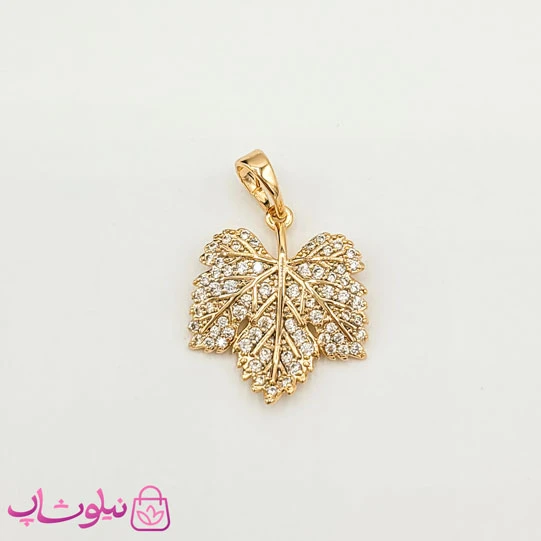 پلاک دخترانه ژوپینگ طرح برگ نگیندار طلایی کد 1091