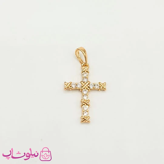 پلاک دخترانه ژوپینگ مدل صلیب نگیندار کد 1891
