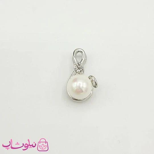 پلاک دخترانه ژوپینگ نقره ای طرح مروارید سفید کد 791
