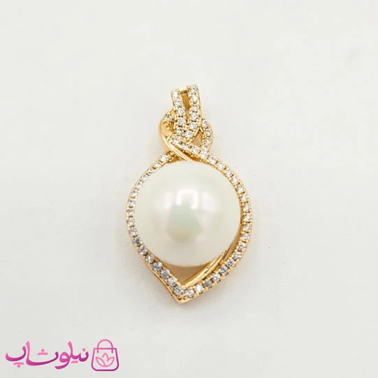 پلاک زنانه ژوپینگ نگیندار طرح مروارید کد 1345