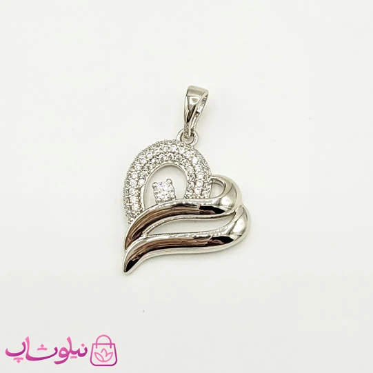 پلاک ژوپینگ طرح قلب نگیندار نقره ای کد 981