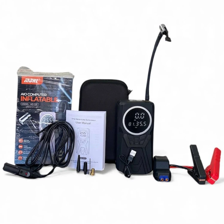 پمپ باد و جامپ استارتر سه‌کاره MDHL MD-1231 – باتری 8400mAh، فشار 150PSI و پاوربانک پرتابل