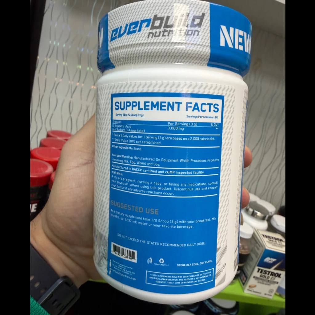 پودر دی- اسپارتیک اسید خالص اوربیلد (Everbuild Nutrition Pure D-Aspartic Acid)