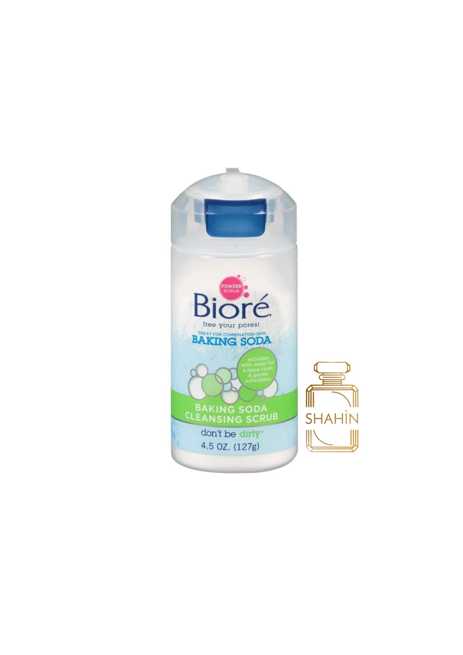پودر روشن کننده و لایه بردار ملایم پوست صورت و بدن بیوره اصل Biore Baking Soda Cleansing Scrub 127G