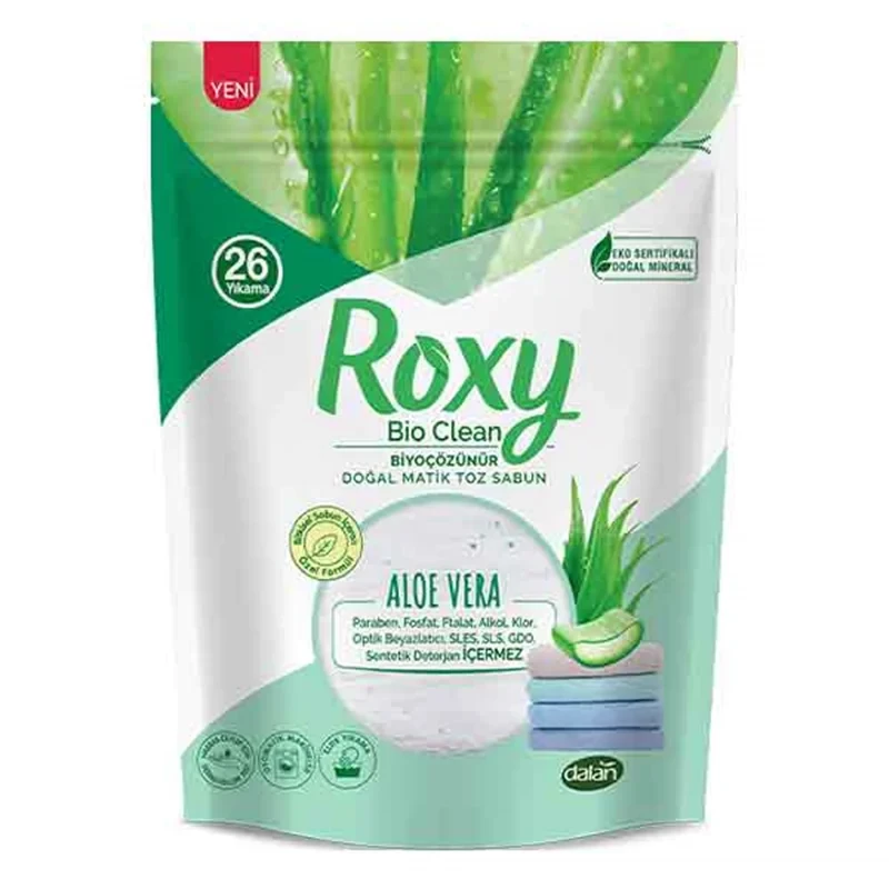 پودر صابون لباسشویی ROXY با رایحه آلوئه ورا