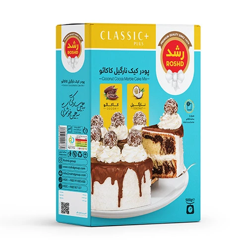 پودر کیک نارگیل کاکائو شرکت رشد ۵۰۰گرمی