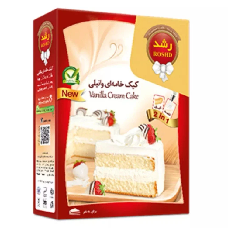 پودر کیک وانیلی با خامه وانیلی شرکت رشد 500 گرمی