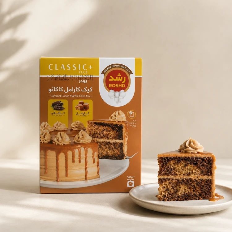 پودر کیک کارامل کاکائو شرکت رشد ۵۰۰گرمی