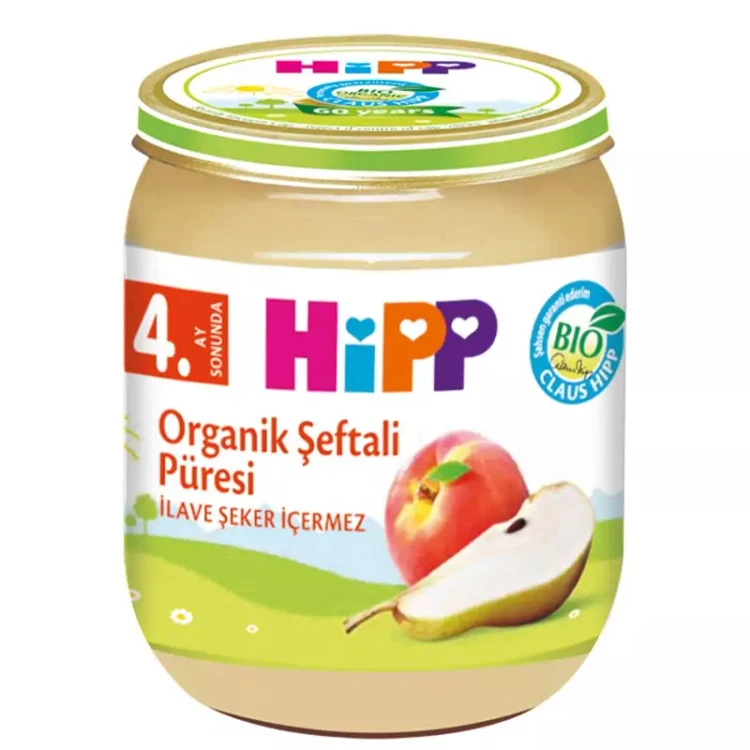پوره میوه ارگانیک هلو و گلابی هیپ Hipp حجم 125میل
